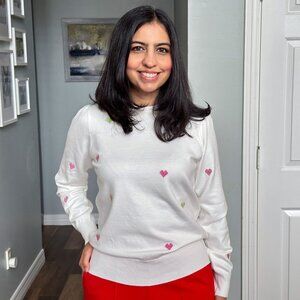 Cross-stitch Heart Pullover Sweater